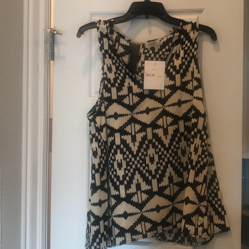 Cream and black printed top